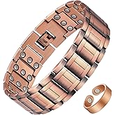 Feraco Copper Bracelets for Men,Pure Copper Magnetic Jewelry with 3 Row Neodymium Magnets,Adjustable Size,Gifts for Men