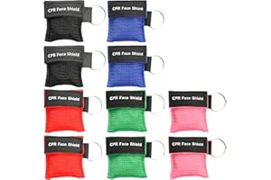 KONGDY 10pcs CPR Face Shield, CPR Pocket Mask Keychain with One-Way Valve Breathing Barrier