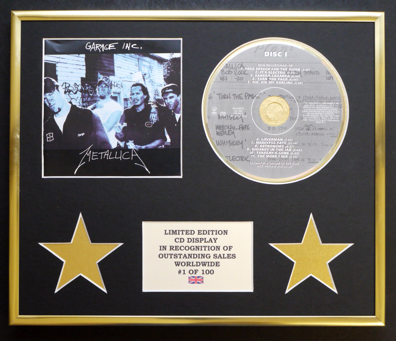 METALLICA/CD DISPLAY/LIMITED EDITION/COA/GARAGE INC
