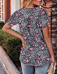 KISSMODA Women's Tunic Tops Casual V Neck Short
