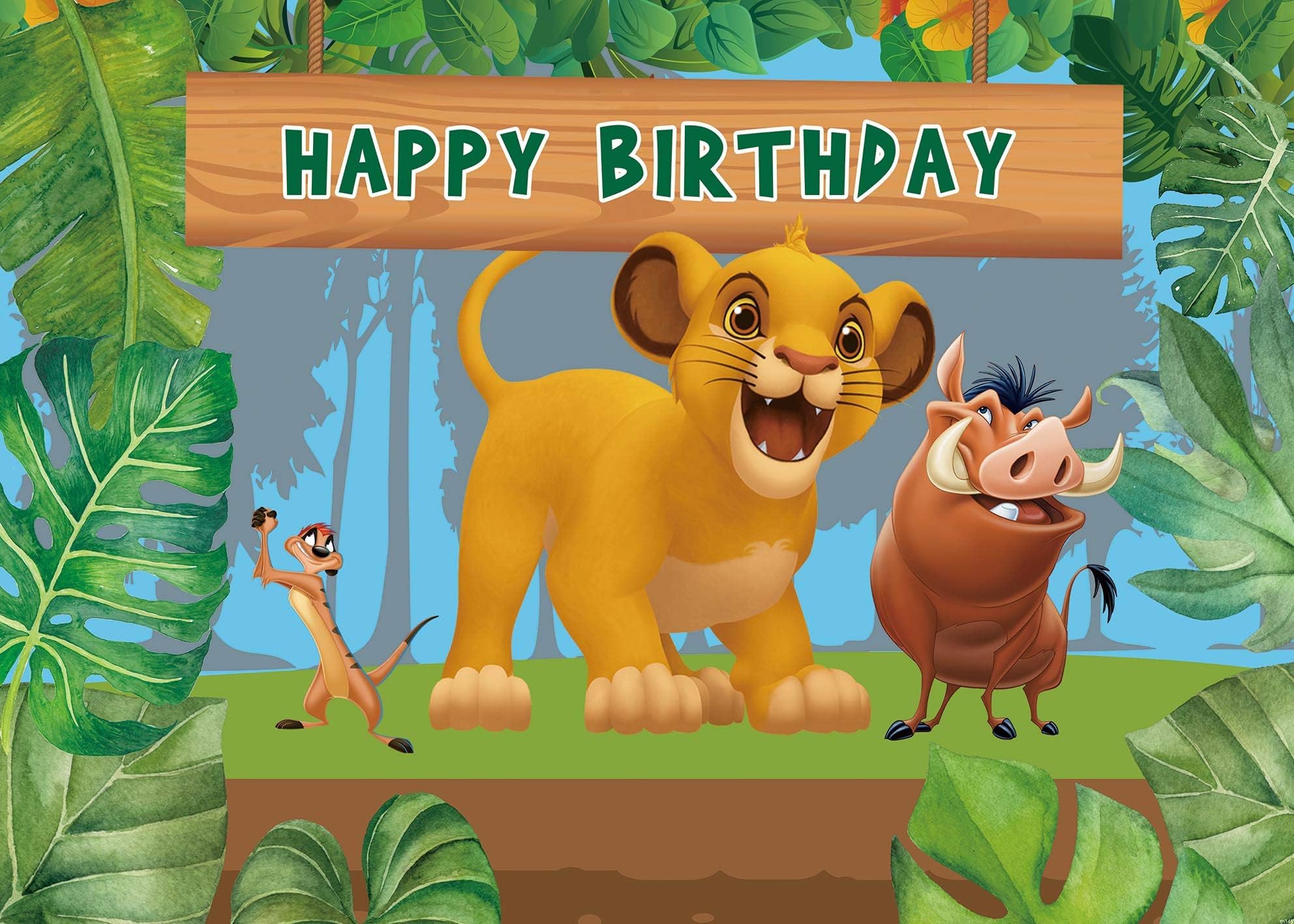Fotupuul Lion King Backdrop Kids Cartoon Lion King Theme Birthday Party Decor Banner 7x5FT