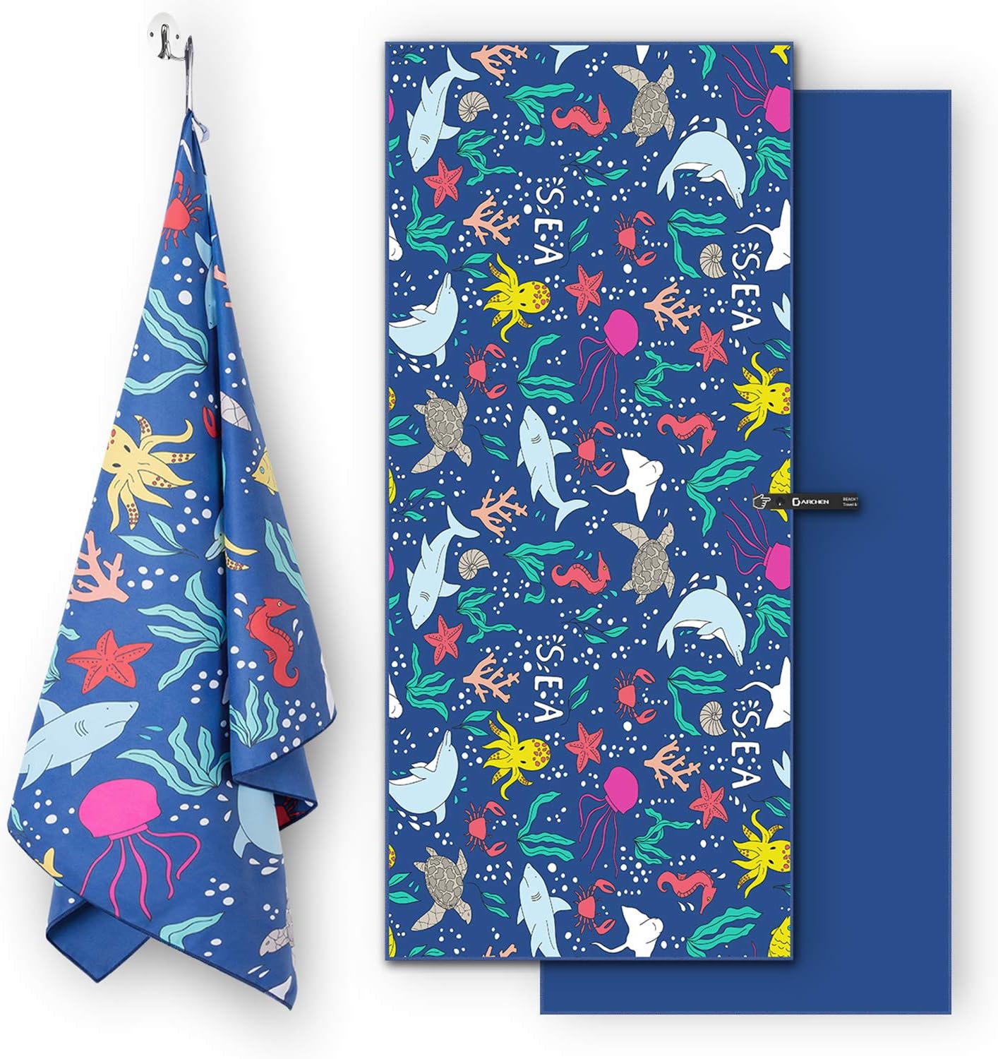 DARCHEN Microfiber Beach Towels Oversize Quick Dry Towel [1 or 4 Pack] - Travel Beach Towel for Swimming Pool, Sand Free Towel(Extra Large XL 70x35, Large 63x32) for Kids Adult, Compact Lightweight