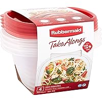 Rubbermaid TakeAlongs Deep Square Food Storage Containers, 5.2 cups, 8 pack (4 lids + 4 containers)
