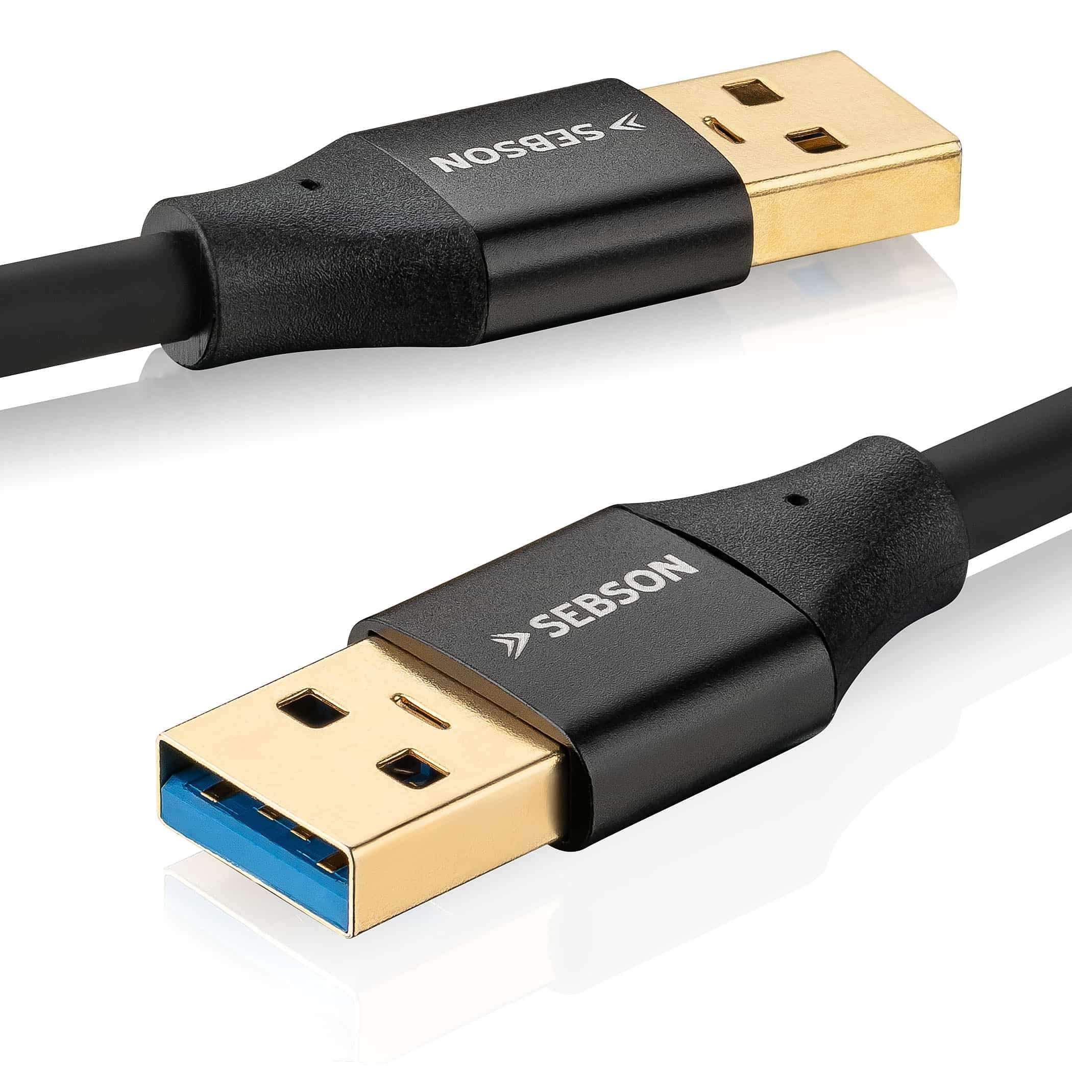 SEBSON USB Cable 2m - USB A to USB A - USB 3.0 Data Cable 5 Gbit/s Data Transfer, Connector Cable for PC, Laptop, Printer, Hard Drives and more