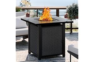 SUNLEI 30 Inch Gas Fire Pit Table, Outdoor Propane Fire Pits with Removable Lid and Lava Rock, 40000 BTU Waterproof Cover, and Metal Frame Tables for Patio Garden(Grey)