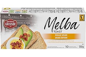 Boulangerie Grissol Melba Toast, Whole Grain - Savoury, Light and Crispy Snack for at Home or On The Go 350g Unit Pack 1