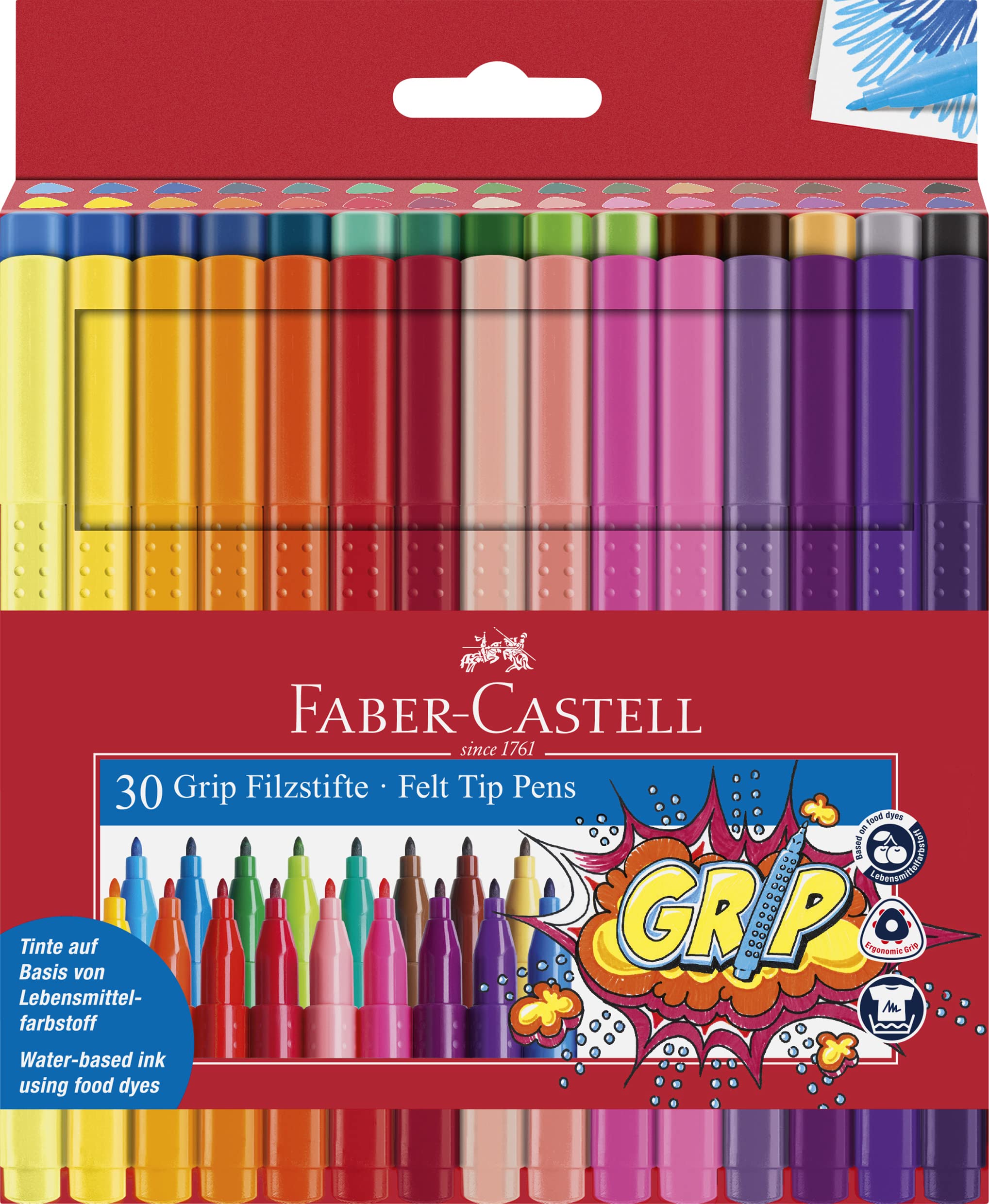 Faber-Castell Grip Colour Felt Tip Pens - Set of 30