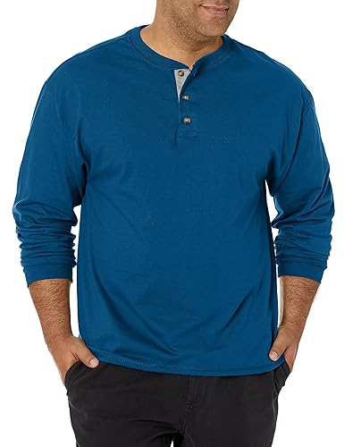 Henley Hanes Raglan Shirts Hanes Men's Long-Sleeve Beefy - Main Image