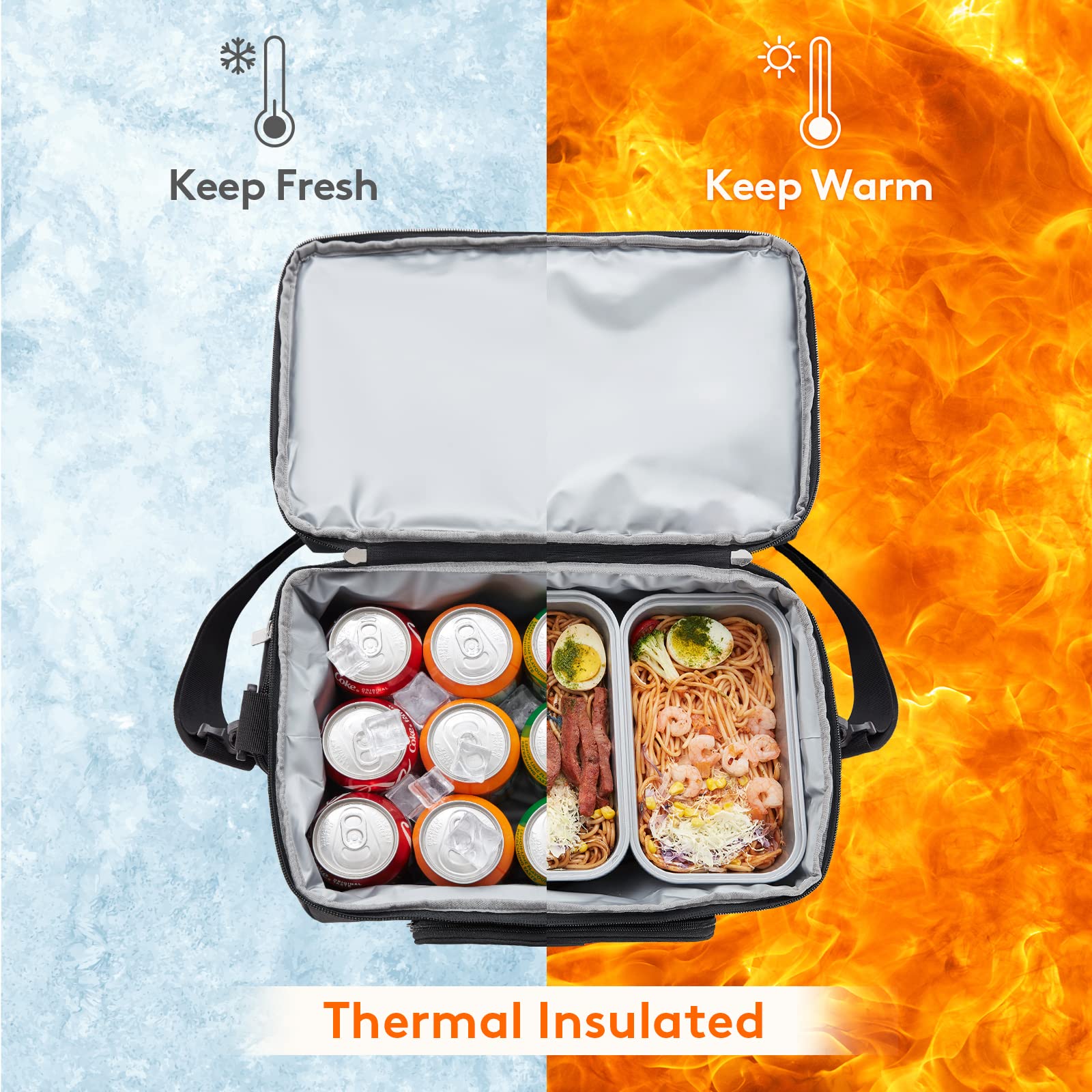 Lifewit Insulated Cooler Bag, 32/48 Can Large Leakproof Beach Cooler, Lightweight Portable Double Layer Soft-Sided Travel Ice Chest for Camping, Kayaking, Road Trips, Grocery Shopping