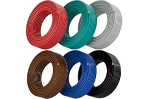 MYGATTI 18 Gauge Wire (6-Pack Black/Red/Grey/Blue/Green/Brown, Each 25 FT), 18 AWG Auto Wire, Speaker Audio Security Alarm Control Cable, CCA, Low Voltage Hookup Wire, Stranded Electrical Wires for DIY DC