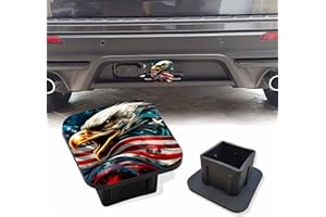 Sutmore Trailer Hitch Cover, Patriotic Bald Eagle American Pride Flag Hitch Cover Rubber Towing Hitch Plug Covers, Square 2 Inch Receiver Tube Plug Cap for Trucks Cars SUVs