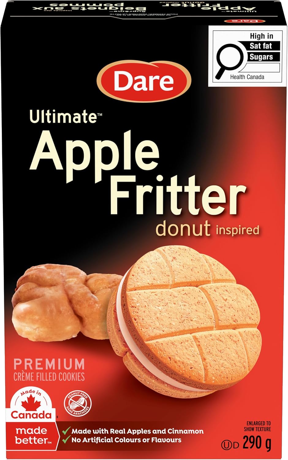 Dare Ultimate Donut Boston Cream - Crunchy Sandwich Cookies with Real Cocoa 290g Unit Pack