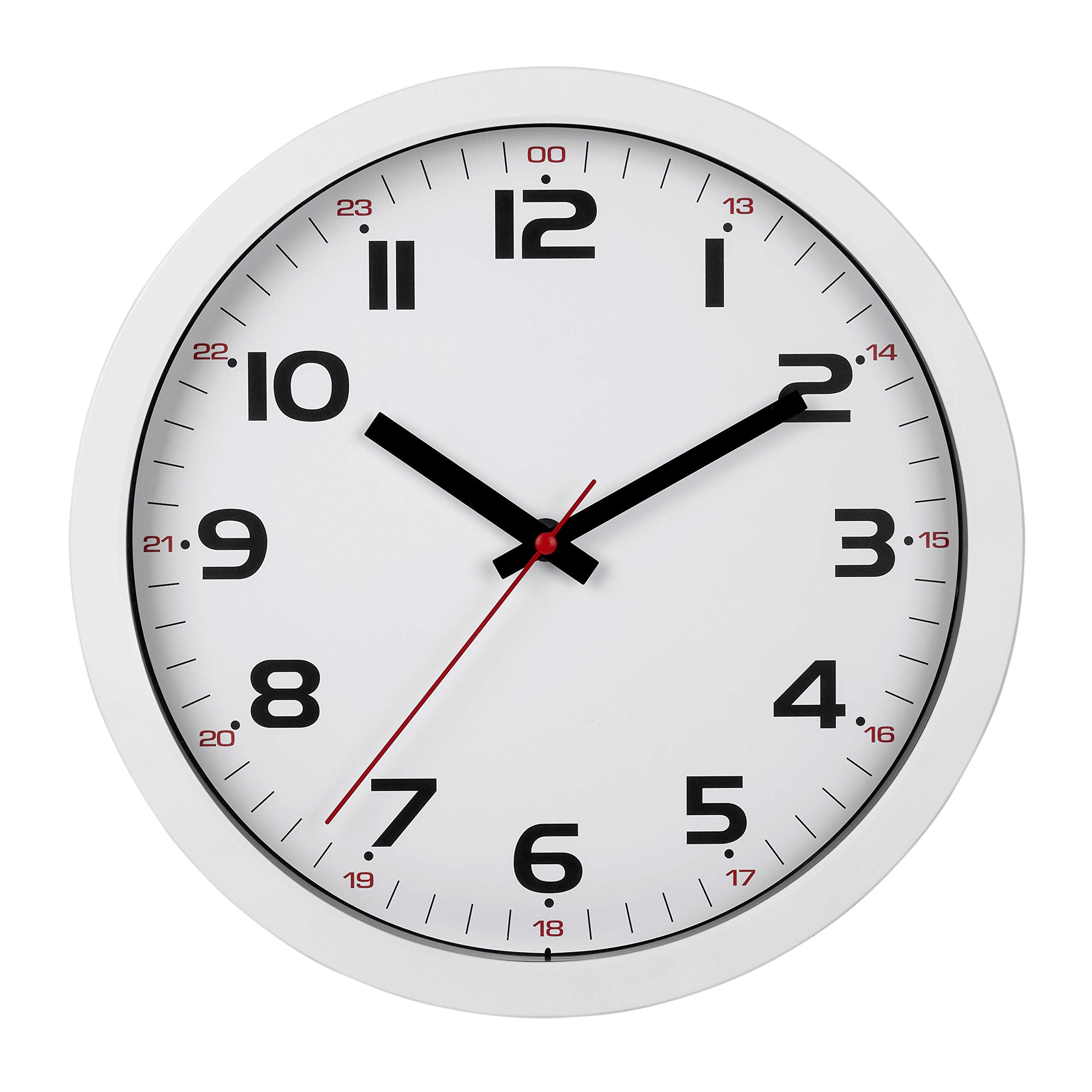 TFA Dostmann Analogue wall clock. 60.3050.02, silent second hand, glass cover, kitchen clock, easy to read