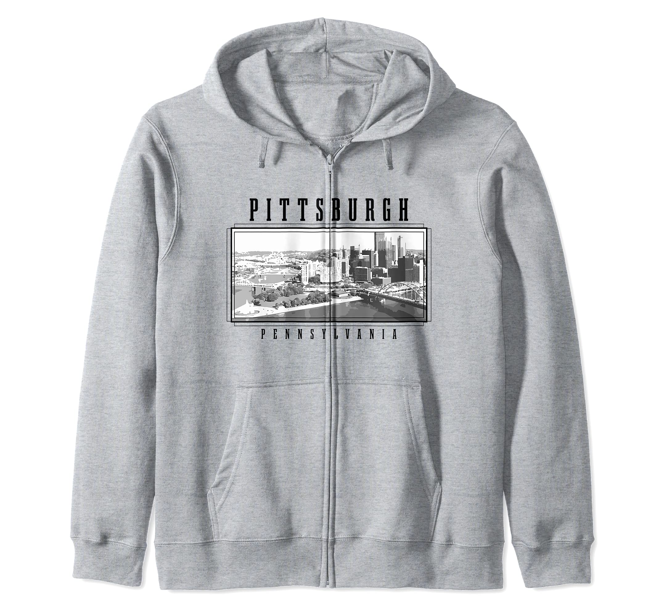 Pittsburgh Pennsylvania Vintage Skyline Vintage Pittsburgh Zip Hoodie