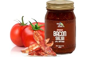 Green Jay Gourmet Bacon Salsa - Medium Heat Salsa with Natural Bacon & Jalapeno Peppers - Gourmet Salsa Dip with No Preservatives - Gluten-Free, MSG-Free, Small Batch Natural Salsa Sauce - 17 Ounces