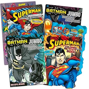 Download Buy Batman V Superman Coloring Book Super Set With Stickers 4 Jumbo Books Over 250 Pages Total Featuring Batman And Superman Online At Low Prices In India Amazon In