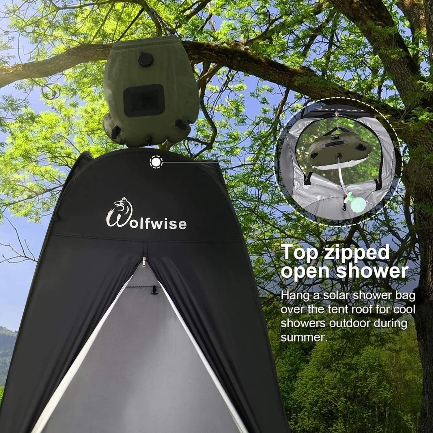 WolfWise 6.6FT Portable Pop Up Shower Privacy Tent Spacious Dressing Changing Room for Toilet Camping Biking Beach: Sports & Outdoors