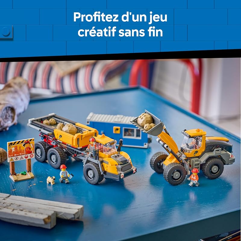 City Le Camion-Benne et la Chargeuse Frontale - Camions Jouets - Véhicules de Chantier Fonctionnels avec 3 Minifigurines - Cadeau d'anniversaire sur Le Thème des STEM pour Garçon dès 8 Ans 60494 — photo 7 sur 8