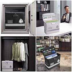 BALEINE Fireproof Document Box with Lock, Portable