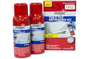 Magic Tub and Tile Refinishing Kit - Spray on Aerosol - Refinish Sinks Tile Porcelain Acrylic Fiberglass and Ceramic Surfaces, Bright White, 12 Ounce (Pack of 2)