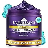 LA PUISSANCE Purple Hair Mask for Blonde Hair, Gray or White Hair - Toner for Blonde Hair Neutralizes Yellow & Brassy Tones - Keratin Purple Mask Deep Conditioning - Hair Toner for Highlighted Hair