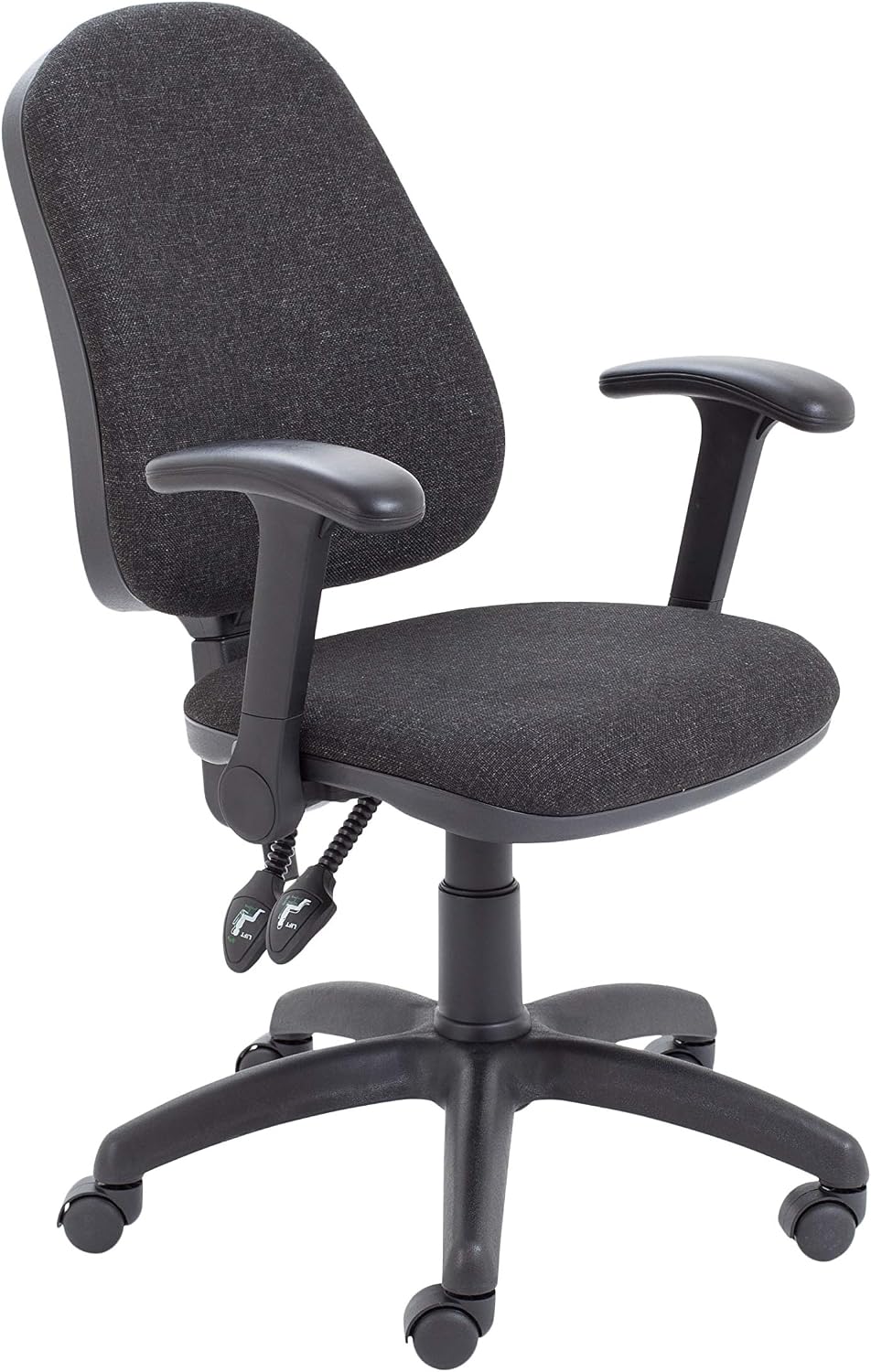 Office Hippo 2 Lever Office Chair with Height Adjustable Flip-Up Arms, Computer Desk Chair with Curved Back