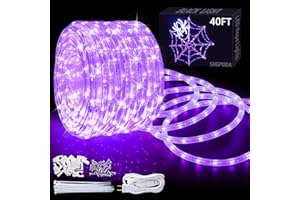 SHGPODA 40ft LED Black Light Rope Lights Strip Waterproof 432 LEDs Flexible Cuttable Blacklight Strip 110V Connectable for Glow Party Birthday Halloween Stage Fluorescent Party Home Decoration