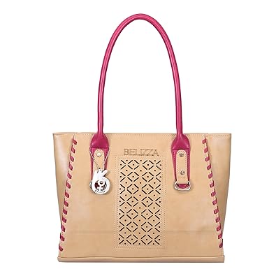 Belizza Womens Laser Cut Beige Handbag (TYM-151)