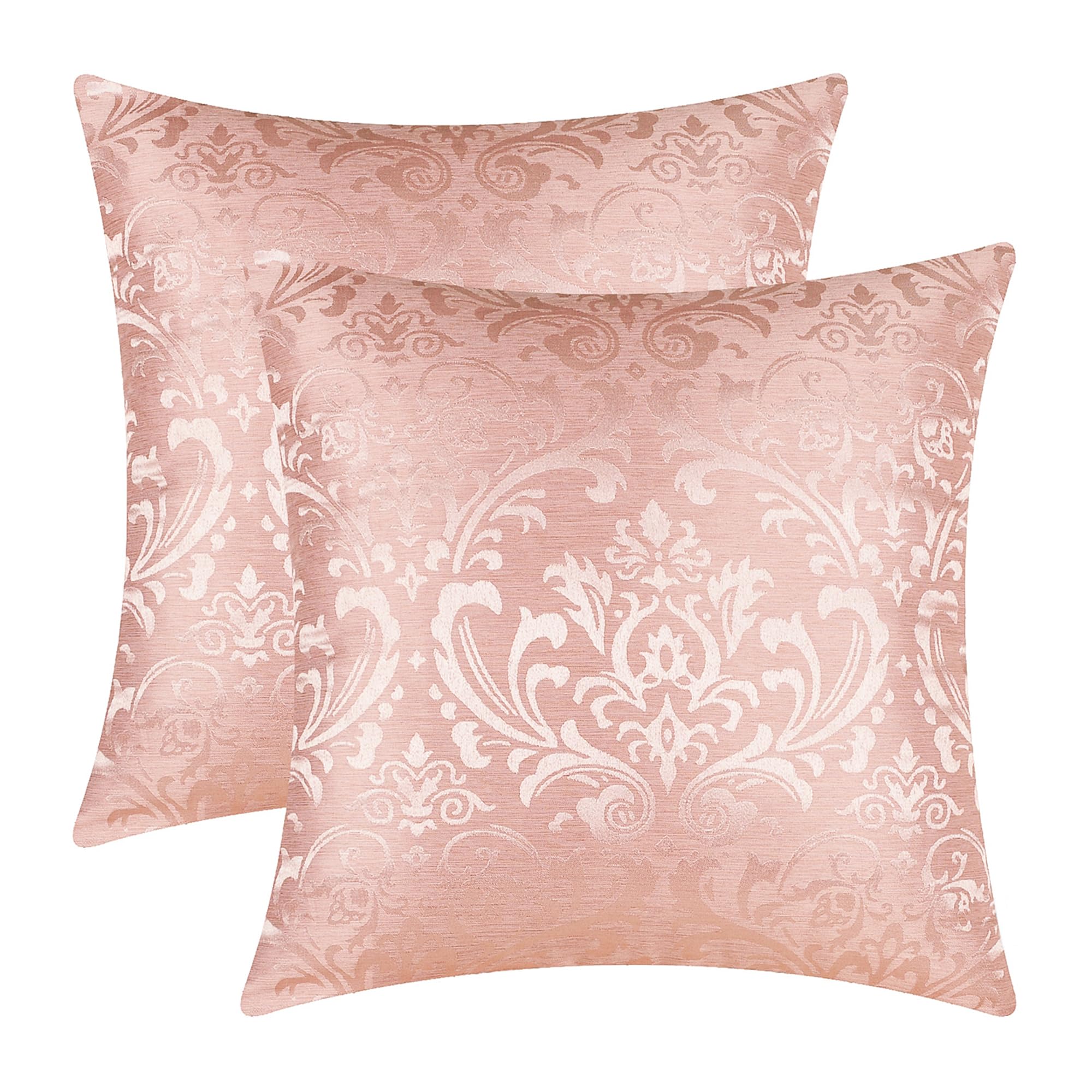 CaliTime Pack of 2 Throw Pillow Covers Cases for Couch Sofa Home Decoration Vintage Damask Floral Shining & Dull Contrast 45cm x 45cm Dusty Pink