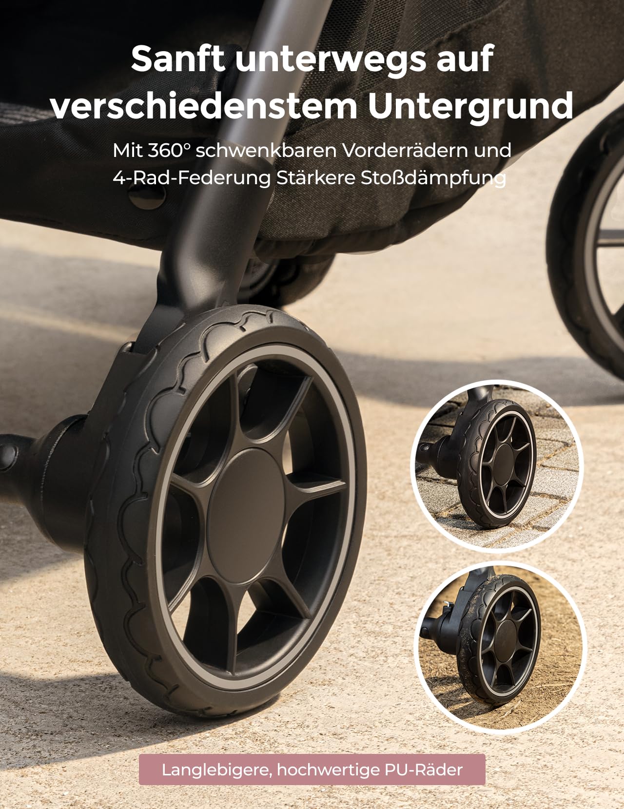 Momcozy ClickGo Buggy klein zusammenklappbar als Flugzeug-Handgepäck, Einhand-Klappmechanismus, mit Liegefunktion, UV-Schutz 50+, XL-Korb bis 3 kg, Geeignet von 0–4 Jahren bis 22 kg, Schwarz 9