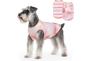 cyeollo 2pack Dog Cooling Shirt, Breathable Sleeveless Summer Clothes for Dogs, Intant Cool T Shirts for Small Dogs, Pink M