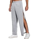 Deyeek Mens Fleece Tear Away Pants Loose Fit Post Knee Replacement Surgery Pants Breakaway Sweatpants Side Snap with Pockets