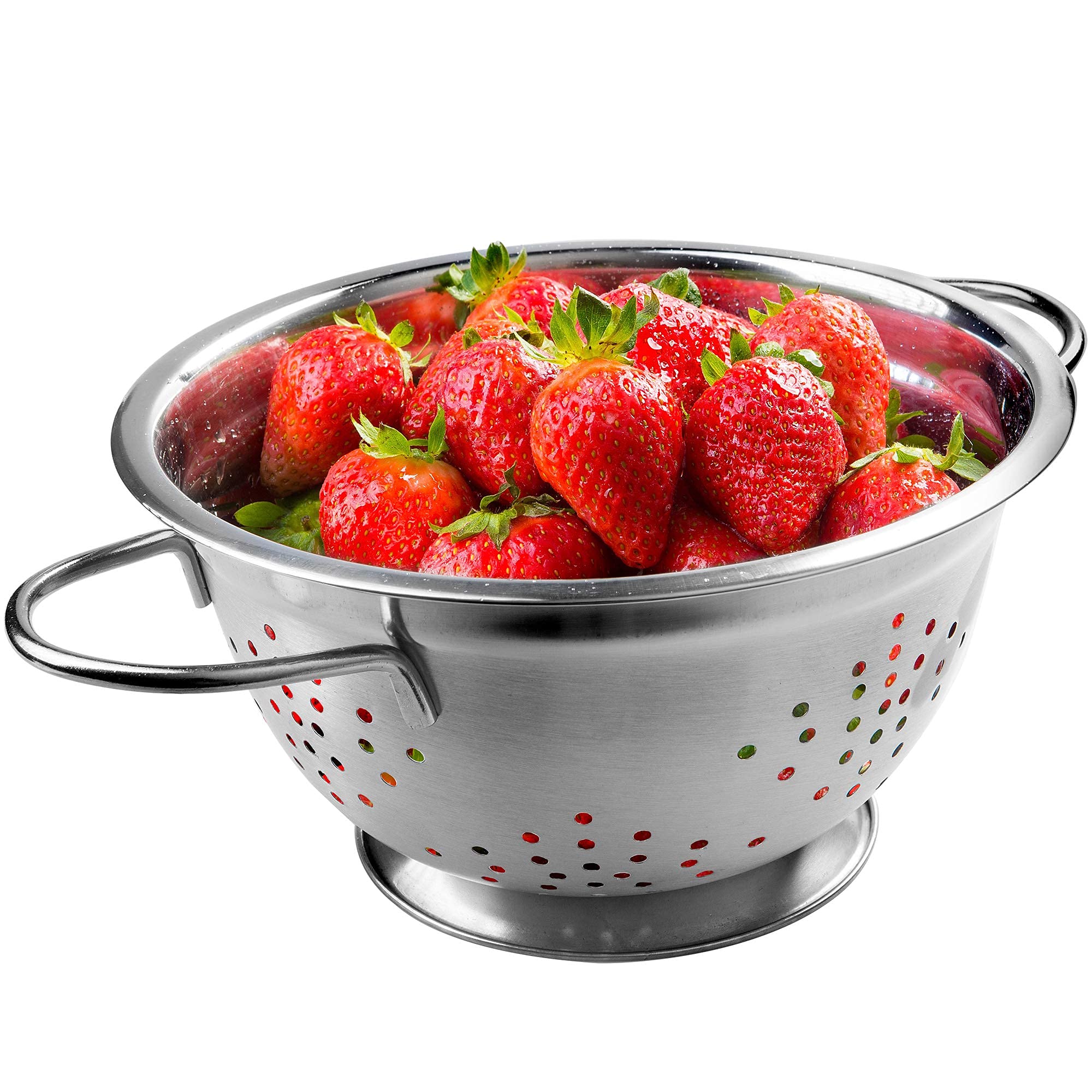 KADAX Stainless Steel Strainer Kitchen sieve, pasta strainer, sieve with a diameter of 20 cm, sieve with two handles, satined exterior. Sturdy base Can be washed in a dishwasher.