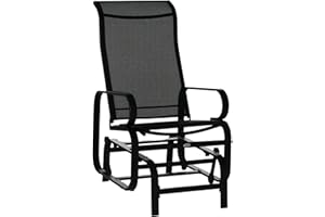 Outsunny Outdoor Glider Chair, Gliders for Outside Patio with Smooth Rocking Mechanism and Lightweight Construction for Backyard, Black