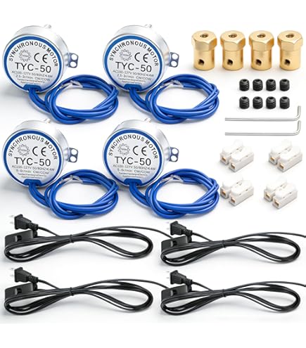 CHANCS 5PCS Turntable Motor 110V TYC-50 2.5-3RPM Synchronous Motor Electric With 7mm Flexible Coupling Connector And Power Cord Switch Plug For Cup Turner