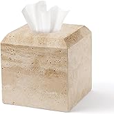 WORHE Tissue Box Cover Italy Natural Travertine Stone Heavy Duty Square Facial Toilet Paper Holder for Bathroom Living Room B