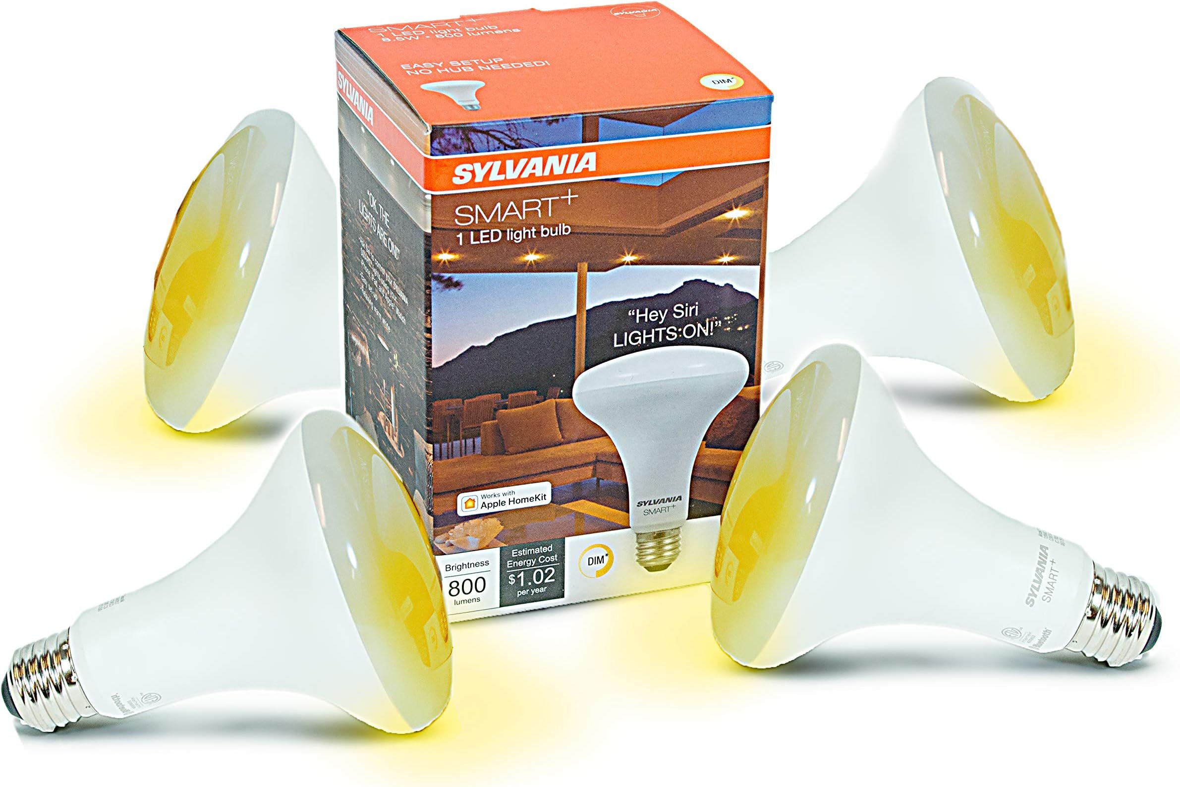 Sylvia Smart+ Bluetooth Soft White BR30 Bulb MediumBase 65 W Equivalent Dimmable Works with Apple HomeKit, Pack, 75582