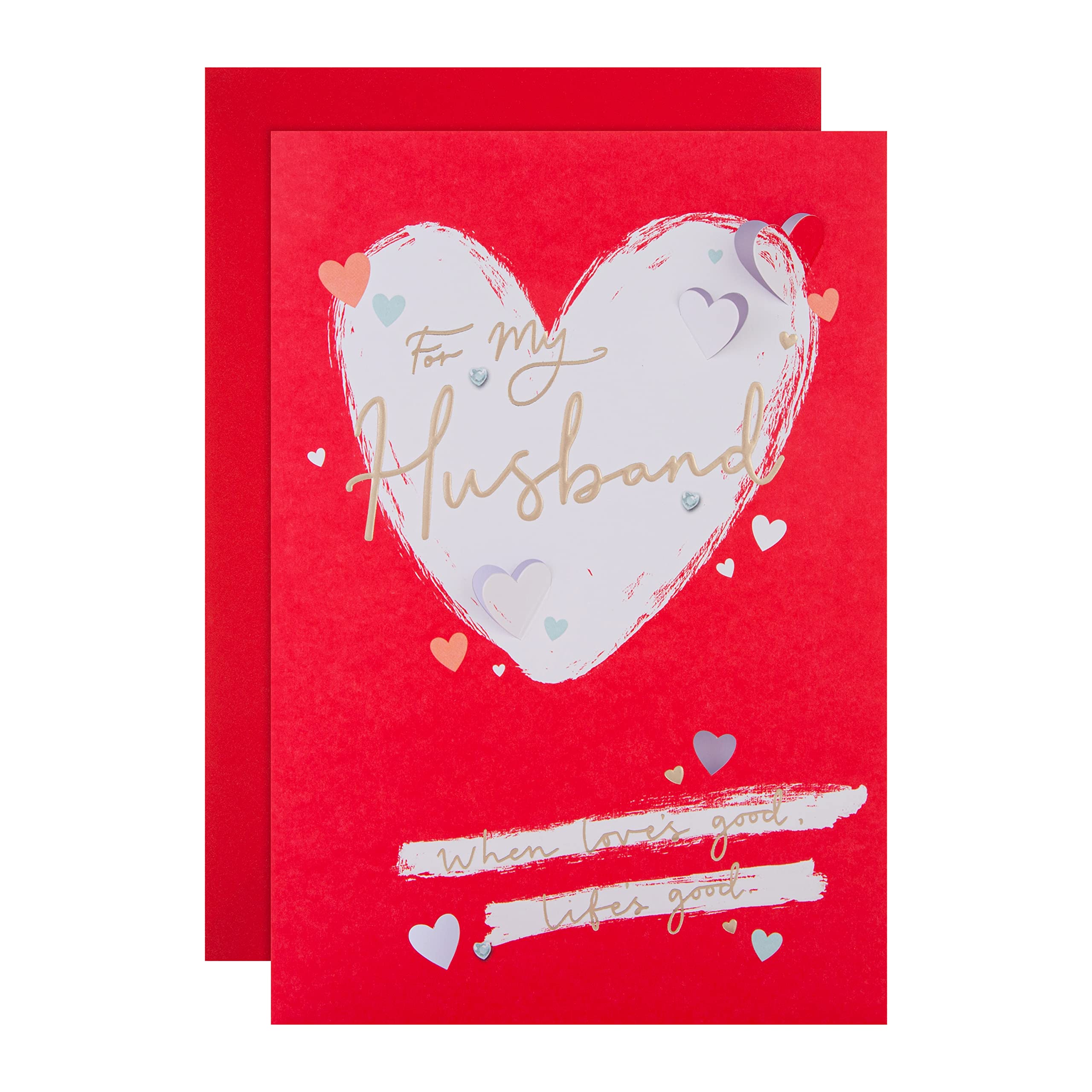 Hallmark Valentines Day Card for Husband, Classic Heart Based Design, Red