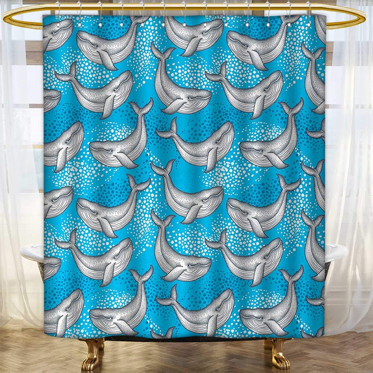 Amazon Com Anhounine Sea Animals Fabric Shower Curtains Dotted