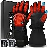 Rechargeable Heated Gloves for Men Women, 7.4V Waterproof Touchscreen Electric Ski Gloves with 3-8 Hours Heating for Winter Outdoor Work, Skiing, Hunting, Hiking, Camping, Riding, Fishing