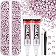 6100Pcs Resin Rhinestones for Crafting with 2Pcs 10ml B7000 Jewelry Glue, 1 Box Flatback Crystals Diamond (Light Pink) for Bedazzling Crafts DIY Nail Art Non Hotfix Gems for Clothing Shoes