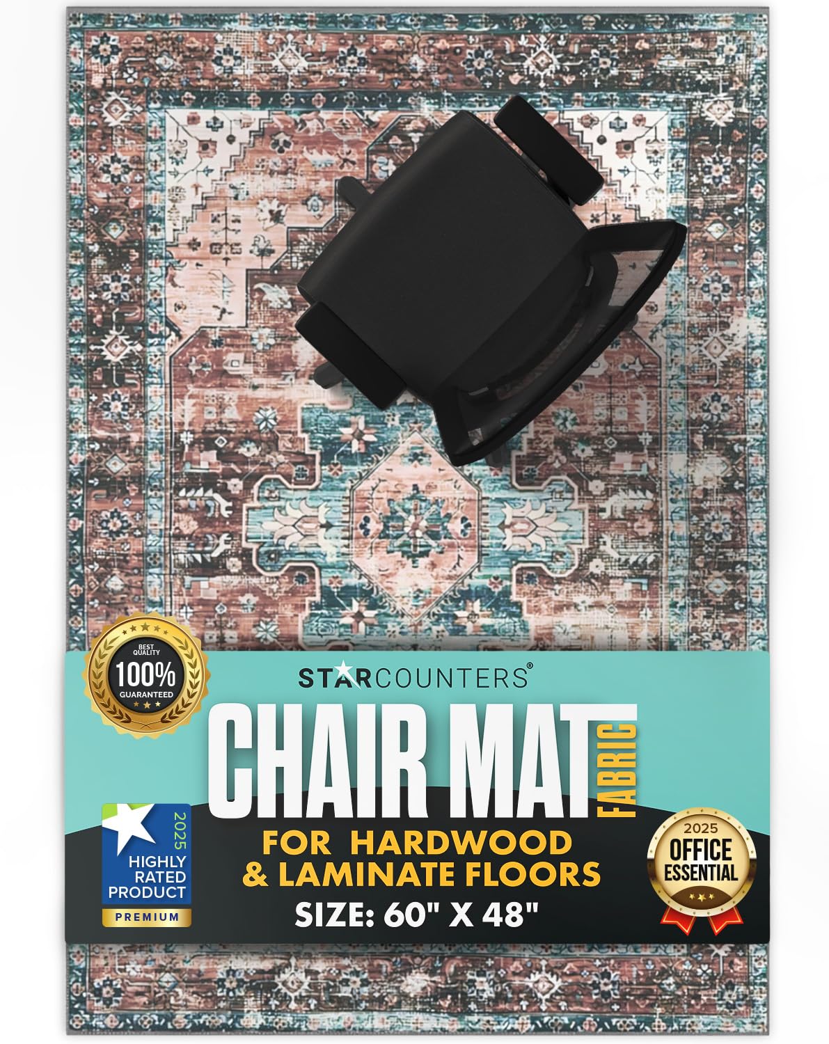 Photo 1 of ***FACTORY SEALED***Starcounters Office Chair Mat for Hardwood Floor -Heavy-Duty Floor Mat for Office Chair - Scratch-Resistant and Non-Slip Computer Chair Mat, Wood and Tile Protection for Office & Home, Brown 48" x 60"