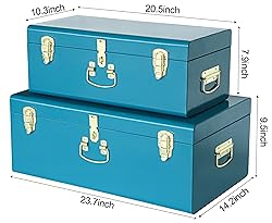 Vixdonos Decorative Large Metal Box Storage Trunk