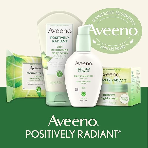 AVEENO POSITIVELY RADIANT INTENSIVE MOISTURIZING NIGHT CREAM WITH TOTAL SOY COMPLEX & VITAMIN B3, OIL-FREE, NON-GREASY, HYPOALLERGENIC & NON-COMEDOGENIC, 1.7 OZ