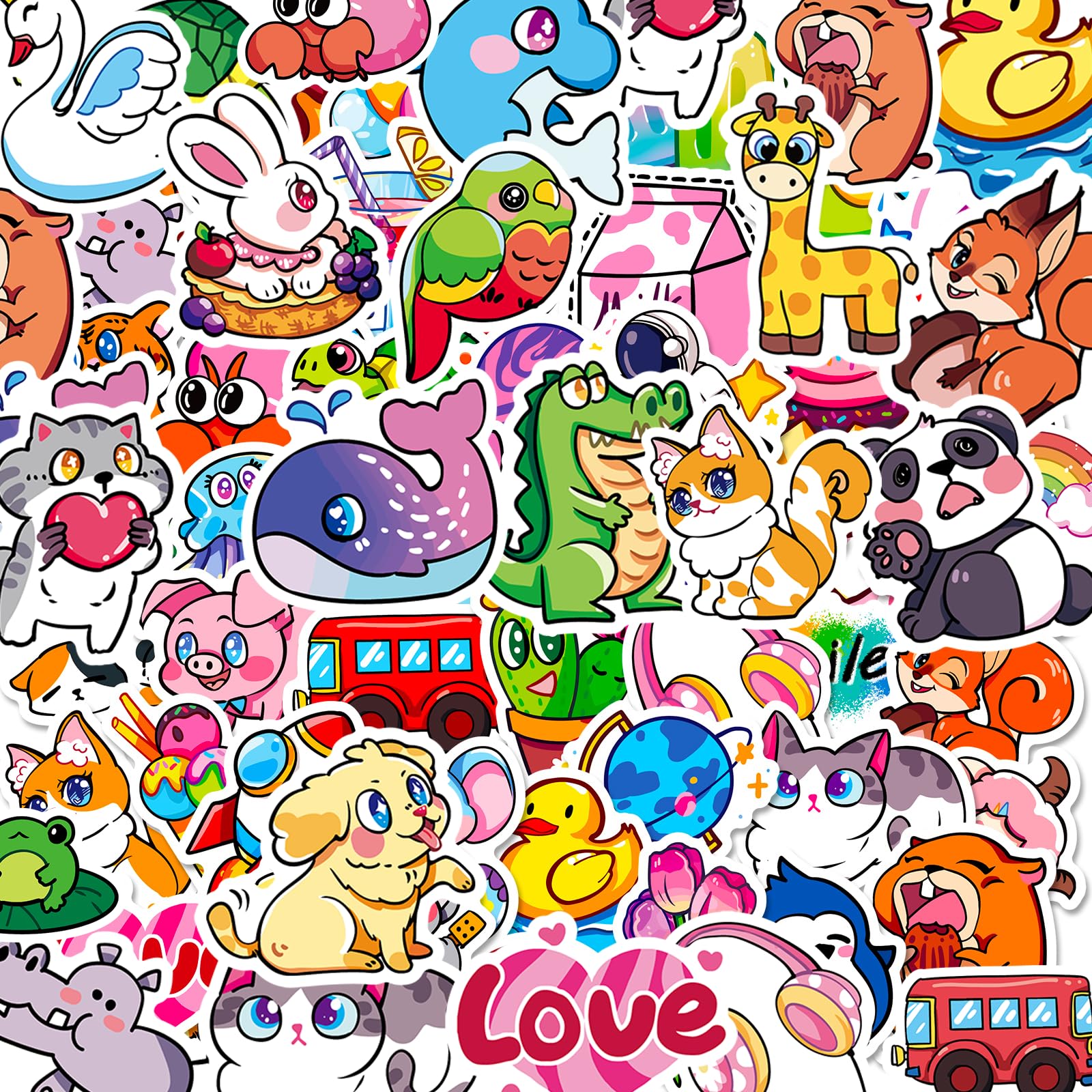 Photo 1 of Cute Stickers, Mixed Adorable Animal Stickers Bulk, Reusable Waterproof Kawaii Vinyl Sticker for Water Bottles, Perfect Classroom Prizes Party Favors