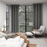 Deconovo Blackout Curtain Thermal Insulated Eyelet 1 Panel Light Grey 140x180cm view 6