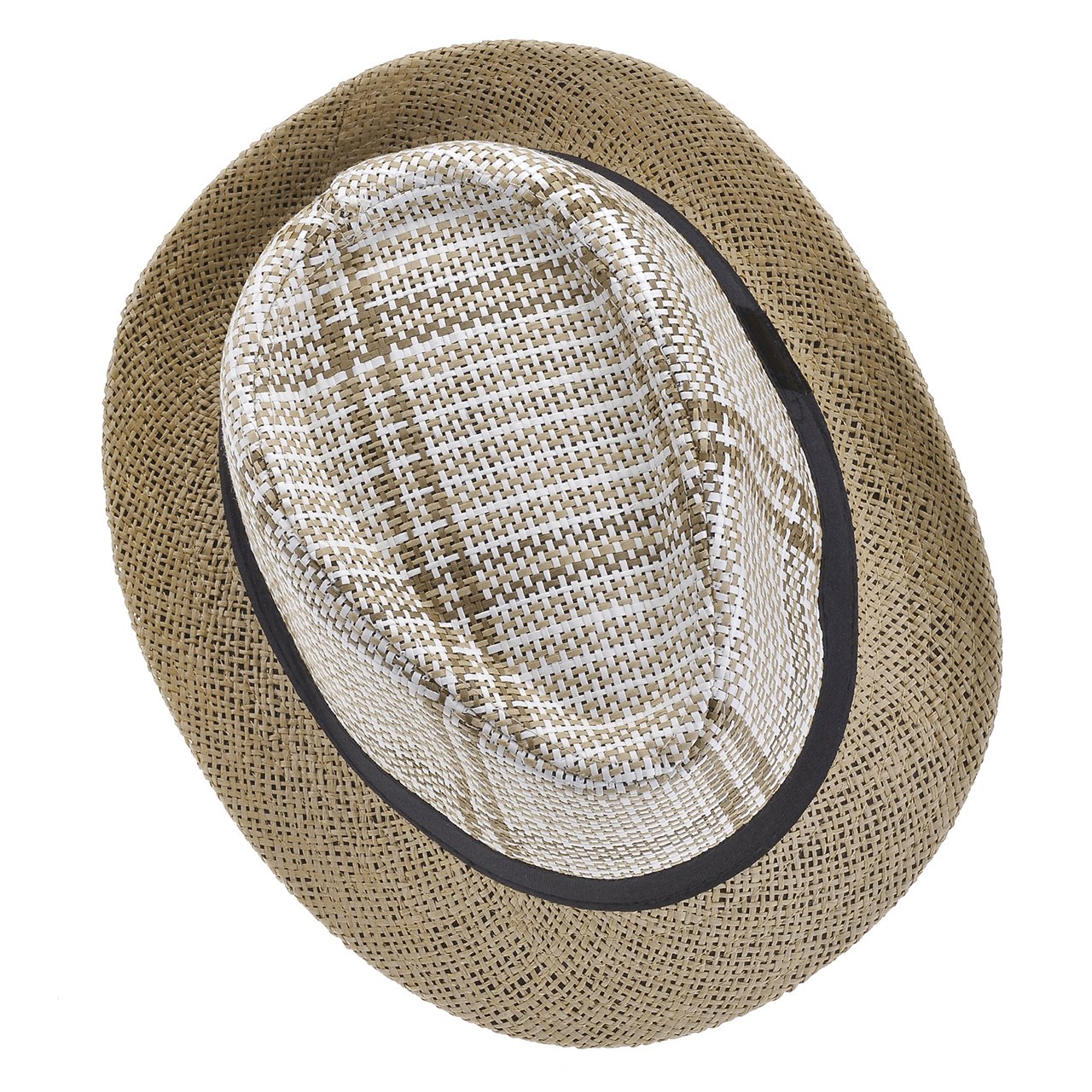 Faleto Chapeau de Paille pour Homme Femme Unisex Chapeau d\'été Tricoté à la Main Style Jazz Classique et Loisir Chapeau Panama pour Vacance en Plage Jazz Hut
