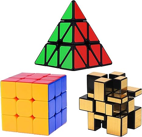 INFInxt Rubik Cube ,Pyramid Triangle and Mirror Cube 3x3x3 high Speed Cube (Set of 3)