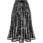 Bridesmay Sequin Skirt Elastic High Waisted A-Line Sparkle Pleated Skirts for Christmas Holiday Party 2025