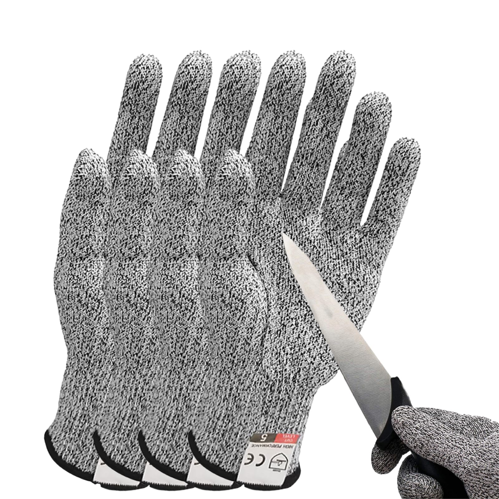 JNGTKL Cut Resistant Gloves, 2 Pairs, M+L, Gray, Suitable For Kitchen, Woodworking, Fishing, Carving, Meat Cutting, Fruit Peeling, Machinery Repair